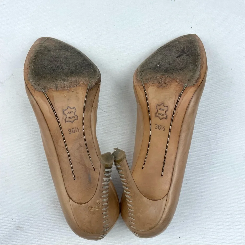 Alice + Olivia Vachetta Leather Beige Tan Stiletto Heels – Size 36.5